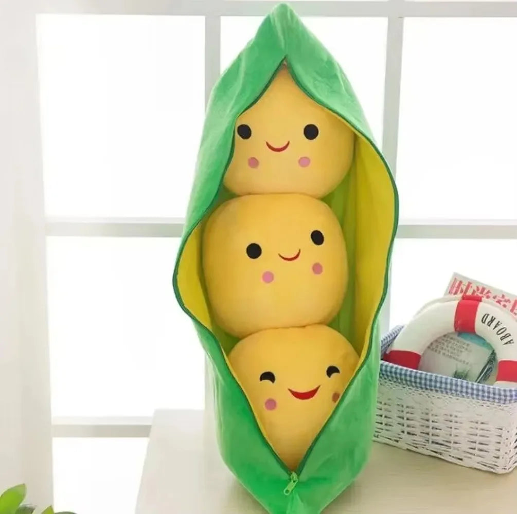 25CM Cute Children's Baby Plush Peas Filled Plant Doll Toy Children Kawaii Quality Pea-shaped Pillow Toy Boy Girl Gift Oasis Select