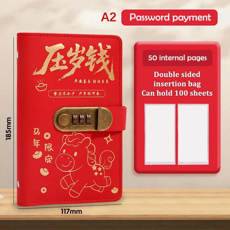 With Password Lock 100 Envelopes Money Saving Challenge Lucky Money PU Savings Binder Reusable Portable Money Collection Book Oasis Select A2