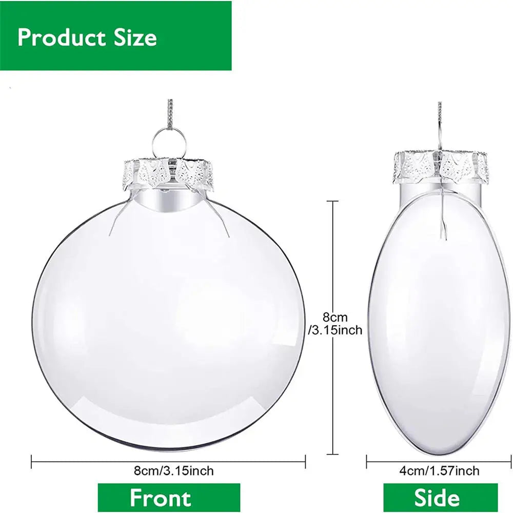 Clear Fillable Plastic Ball Ornaments 60/80/100mm – DIY Xmas