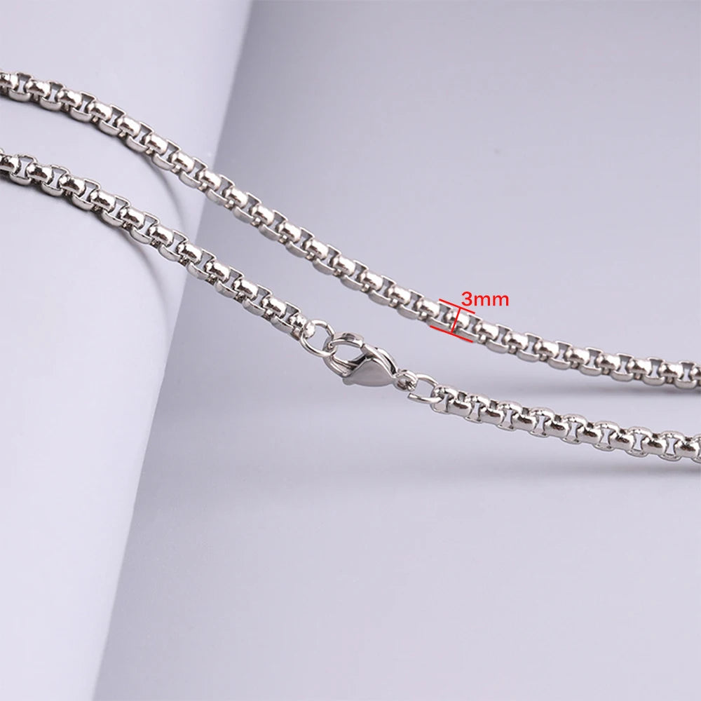 5pcs Stainless Steel Square Box Link Box Chain Necklace Jewelry Gift for Men and Women 2/2.5/3mm 50/60/70cm Length Oasis Select 3mm 70cm
