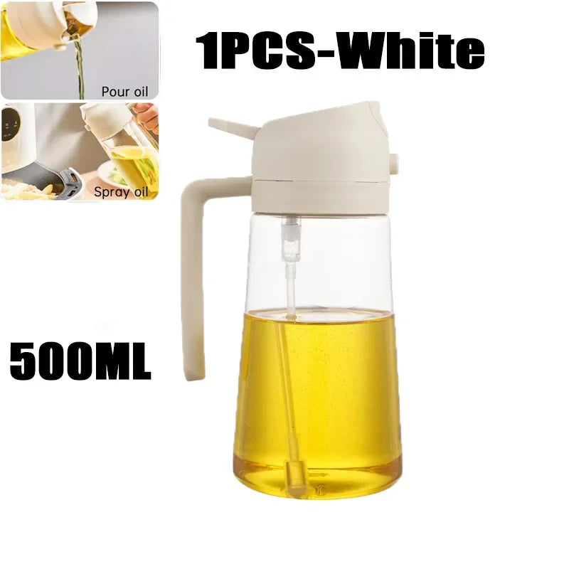 2in1 Oil Sprayer Plastic Bottle for Cooking Anti-leakage Olive Oil Storage Bottle for BBQ Air Fryer Steak Salad Kitchen Supplies Oasis Select 1PCS-white