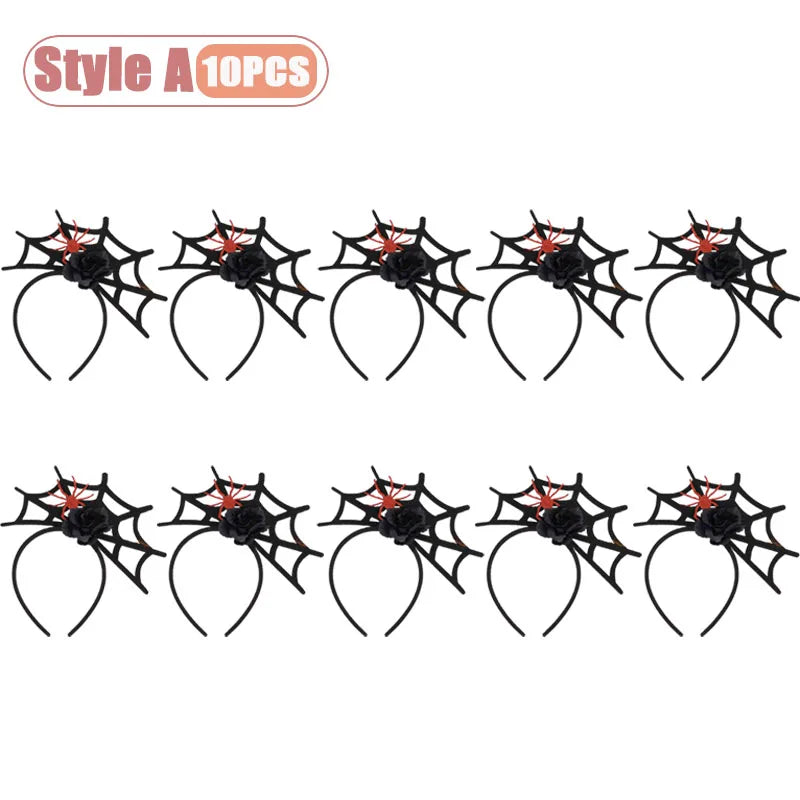 1-10PCS Witch Hat Spider Headband Halloween Party Favor Costume Masquerade Funny Hair Accessory for Women Adult Cosplay Oasis Select Style A-10PCS