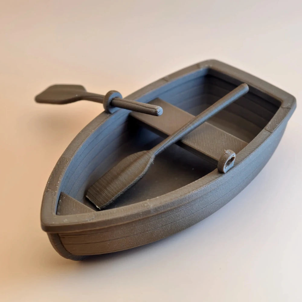 Mini Double Oar Wooden Boat Aquarium Decor Tiny Rowboat Fish Tank Landscape Ornament 3D Printed Micro Aquatic Scene Accessory Oasis Select