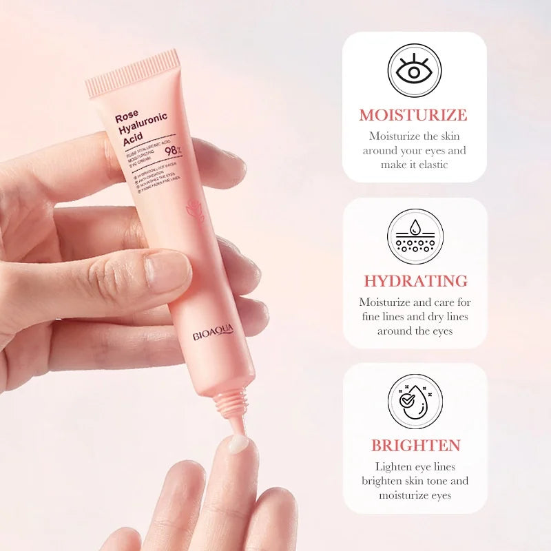 BIOAOUA Rose Hyaluronic Acid Eye Cream for Moisturizes Repairs Lightens Fine Lines Black Circles 20g Oasis Select