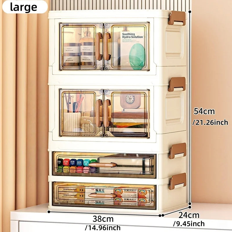 30/40cm Width, Foldable Desktop Organizer Multi-Layer Options,Cream Style Design,Perfect for Cosmetics，Stationery，Storage Box Oasis Select 40cm-2Large-2Small