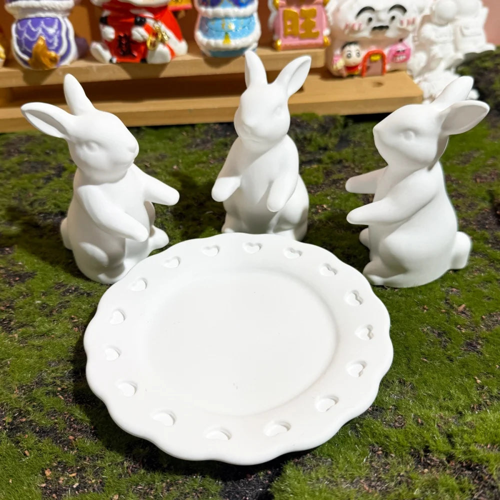 3D Cute Candy Plates Easter Bunny Mold Silicone Rabbit Tray mold for Thanksgiving Holidays Party Offices Home Room Desk Desktop Oasis Select
