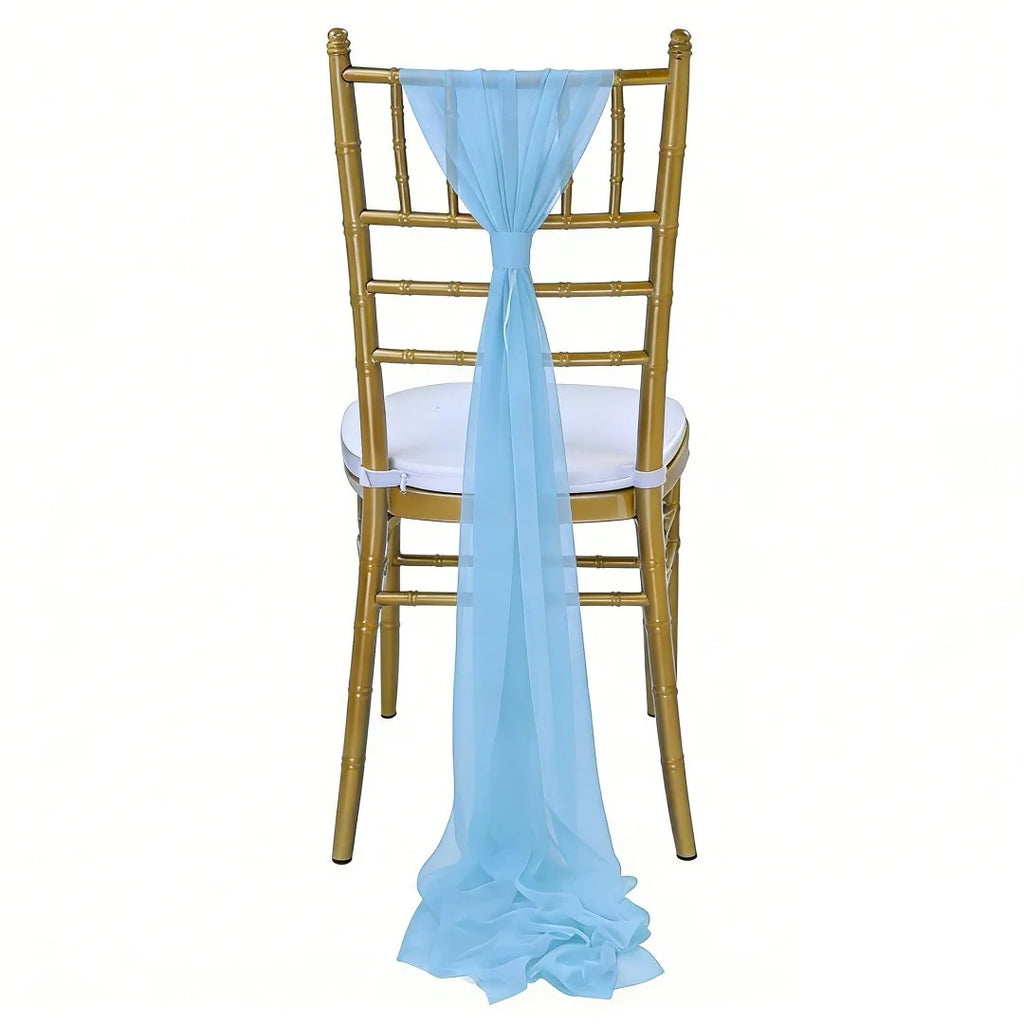 Wedding Chair Sash Beauty Tulle Polyester Streamer Hotel Banquet Decoration Chair Cover Tie Ribbon Bow Oasis Select Sky Blue
