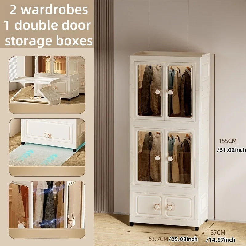 Foldable Storage Cabinet,Multi-Tier Heavy-Duty Organizer with Single/Double Door Design,Rolling Wheels for Living Room/Bedroom Oasis Select Tawny2 L 1S