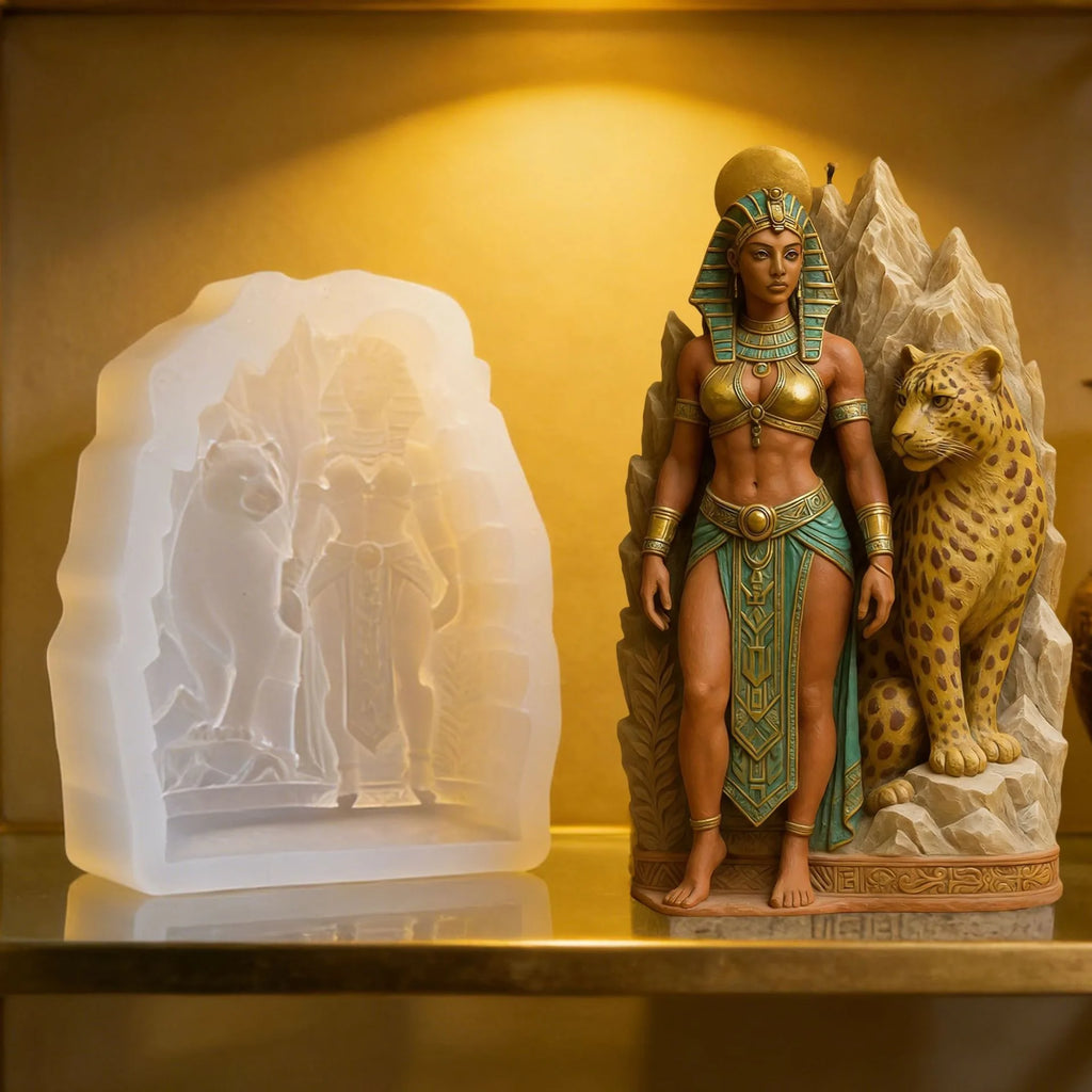 3D Egyptian Queen With Leopard Silicone Mold - Candle, Soap, Resin Craft Mould For Home Decor & Art Projects Oasis Select