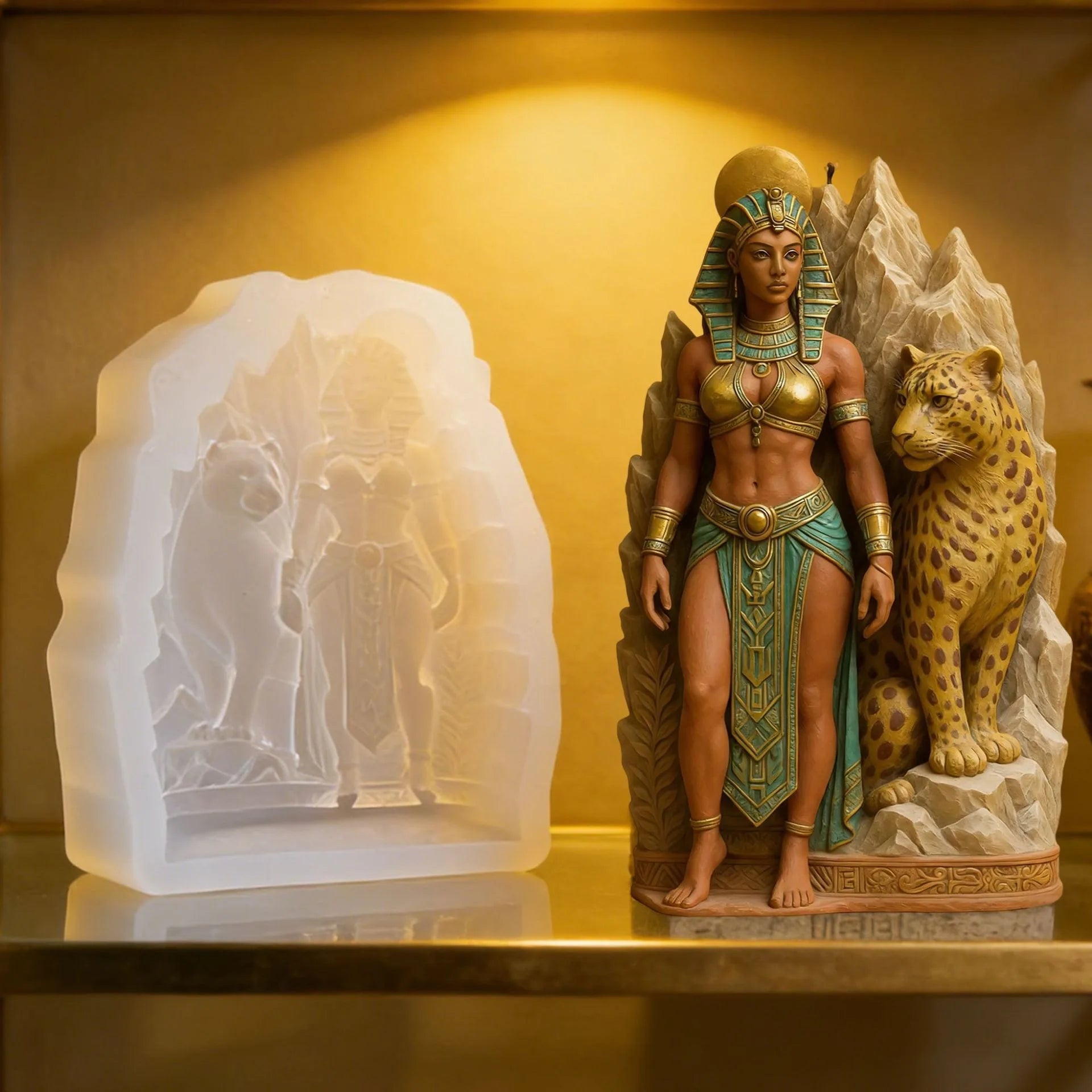 3D Egyptian Queen With Leopard Silicone Mold - Candle, Soap, Resin Craft Mould For Home Decor & Art Projects Oasis Select