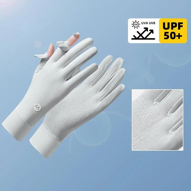 Ice Silk Gloves for Women 1 Pair Summer Sun Protection Lightweight UV Proof Gloves for Outdoor Sports and Travel Oasis Select 1 Gray