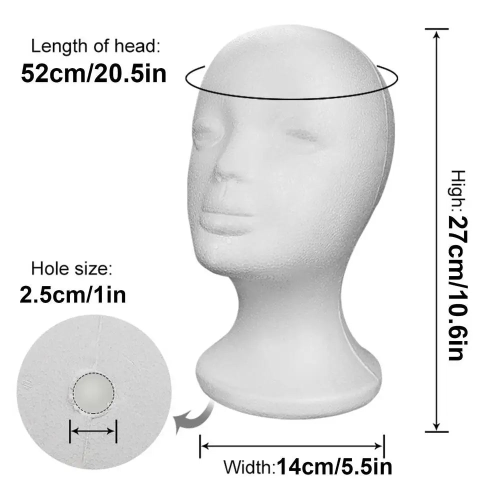 Female Styrofoam Mannequin Manikin Head Model Foam Wig Hair Lightweight Manikin Head Wig Display Stand for Scarves Jewelry Hats Oasis Select White