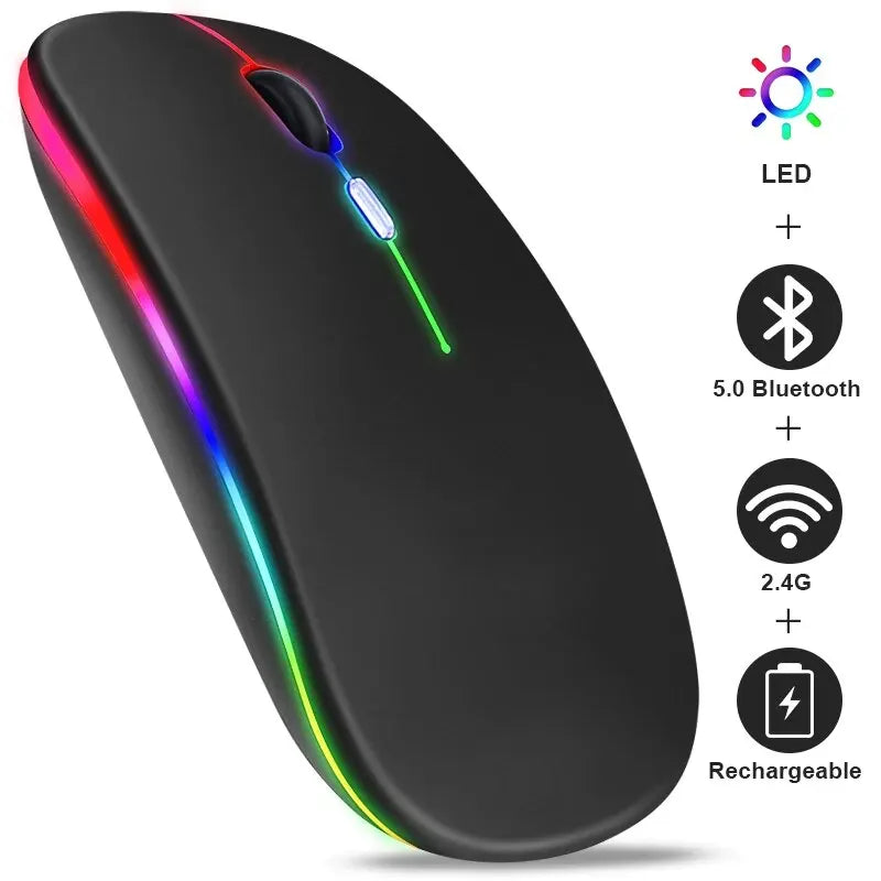 Wireless Mouse RGB Rechargeable Bluetooth Mice Wireless Computer Mause LED Backlit Ergonomic Gaming Mouse for Laptop PC 3600DPI Oasis Select