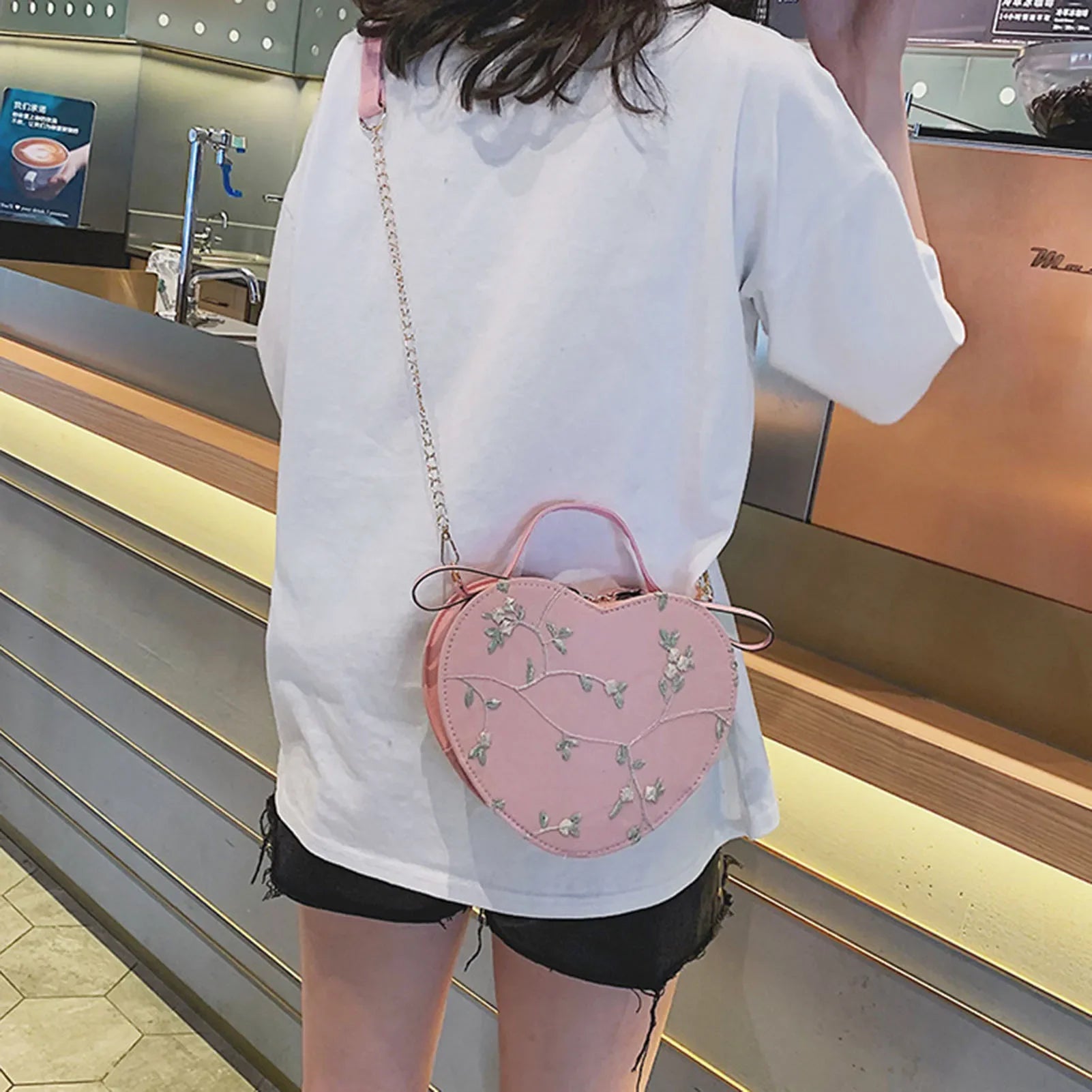 Women Sweet Crossbody Bag PU Leather Handbags with Lace & Flower Pattern for Commuting Business Travel Oasis Select