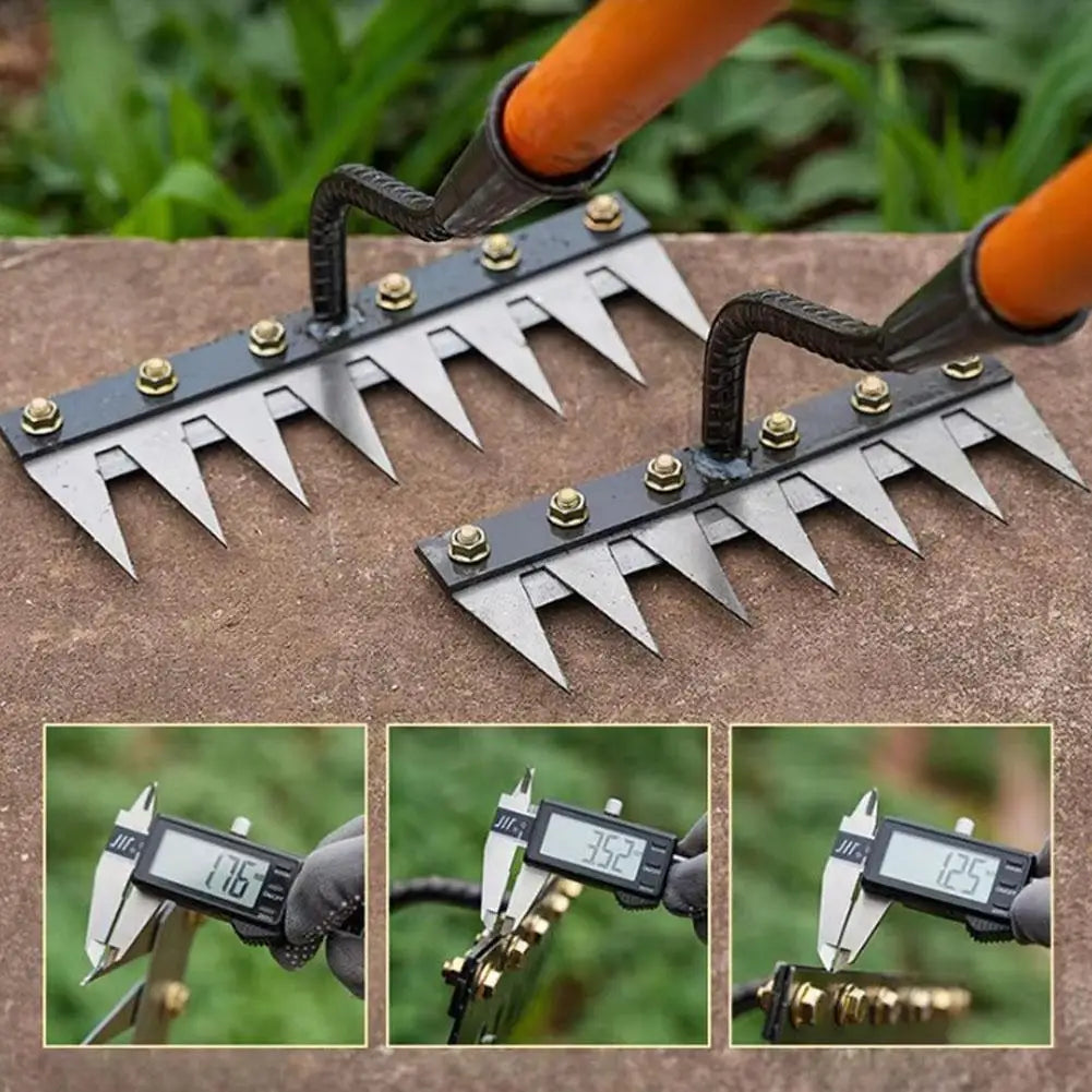 5/6/7/8 Teeth Iron Gardening Hoe Weeding Rake Farm Tool Grasping Raking Loosening Soil Nail Rake Tool Artifact Harrow Farm Tool Oasis Select