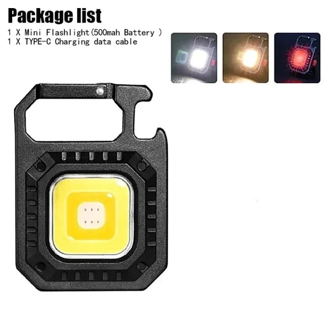 KDULIT LED Portable Keychain Flashlight Outdoor COB Work Light Emergency Lighting with Window Hammer Bottle Opener Lamp Camping Oasis Select Package C