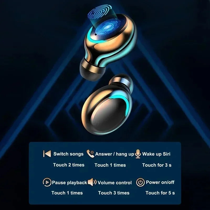 New Bluetooth Headphones 9D Stereo High Bass Sport Earphones Handfree Touch Control Tws Wireless Earbuds Waterproof Headset Oasis Select