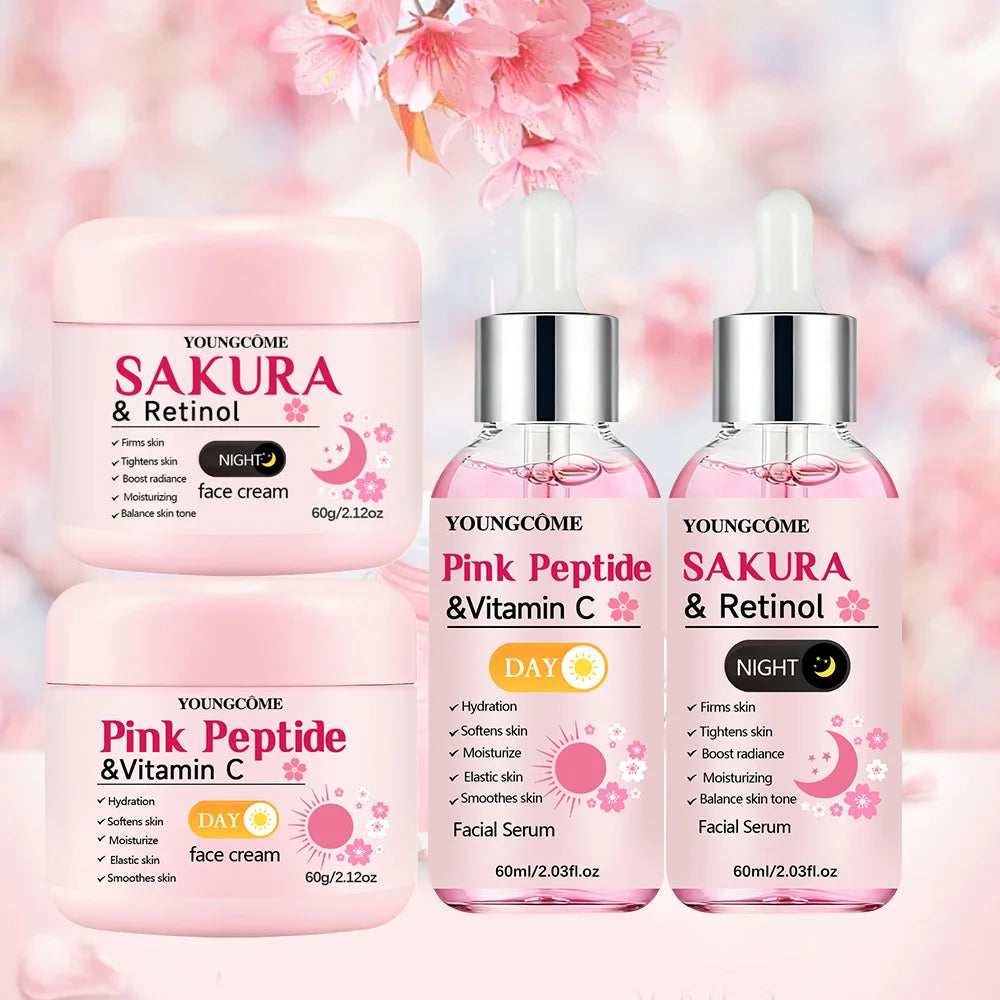 4-Piece Day & Night Skincare Set – Peptide, Vitamin C & Retinol Day & Night Skincare Set Oasis Select
