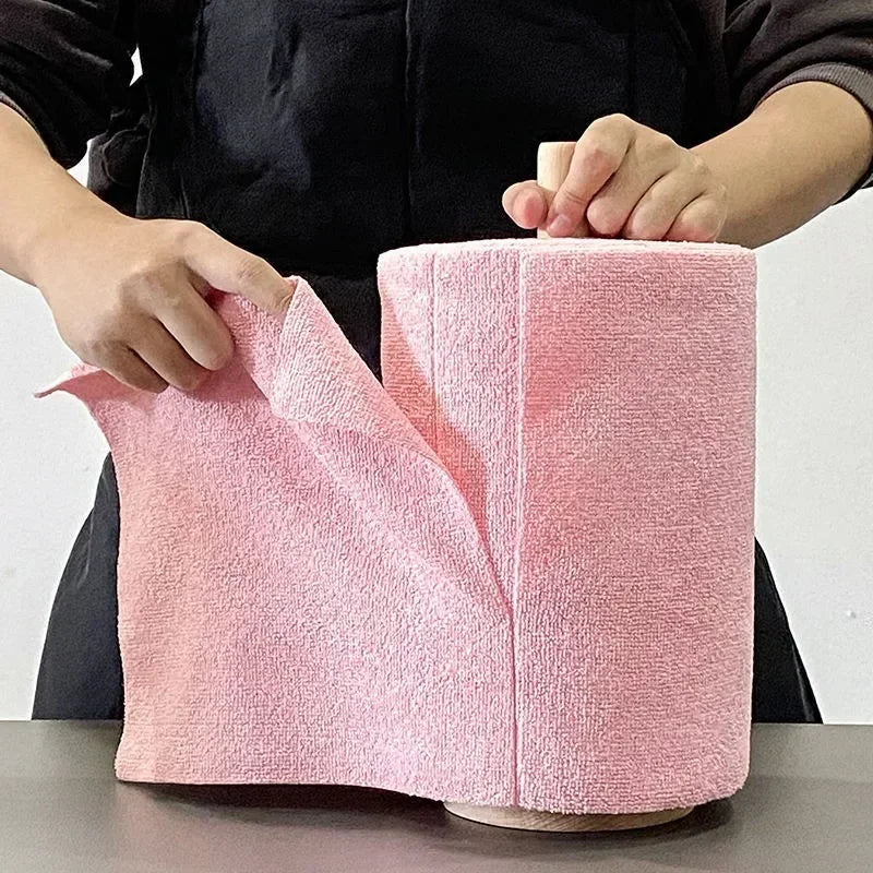 Reusable Cleaning Wipe Household Kitchen Cloth Microfiber Towel Rolls Dish Rags Wash Paper Towel Replacement 1 Roll of 20 Sheets Oasis Select
