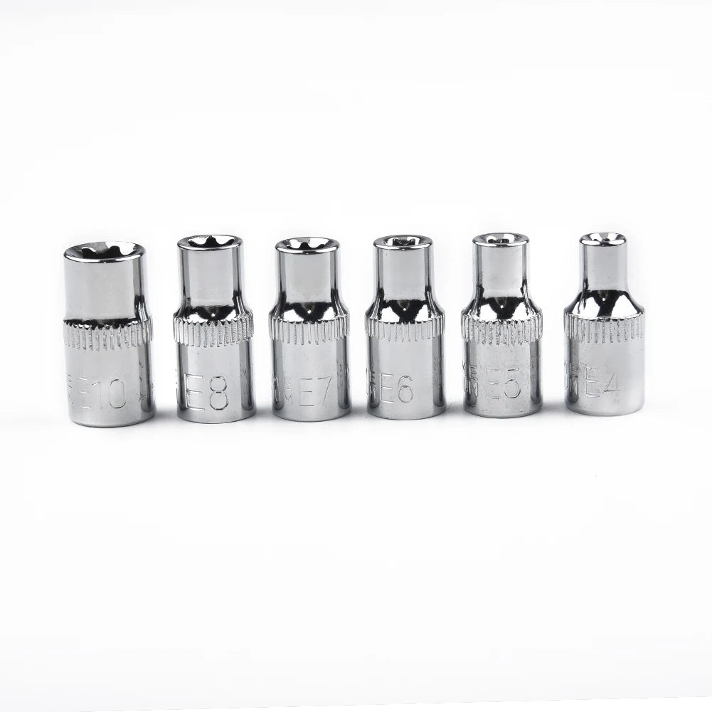 6pcs 1/4Inch Drive Socke Set For Torx Star Female Bit E Socket Wrench Set E4 E5 E6 E7 E8 E10 Car Repair Tools Oasis Select 6pcs