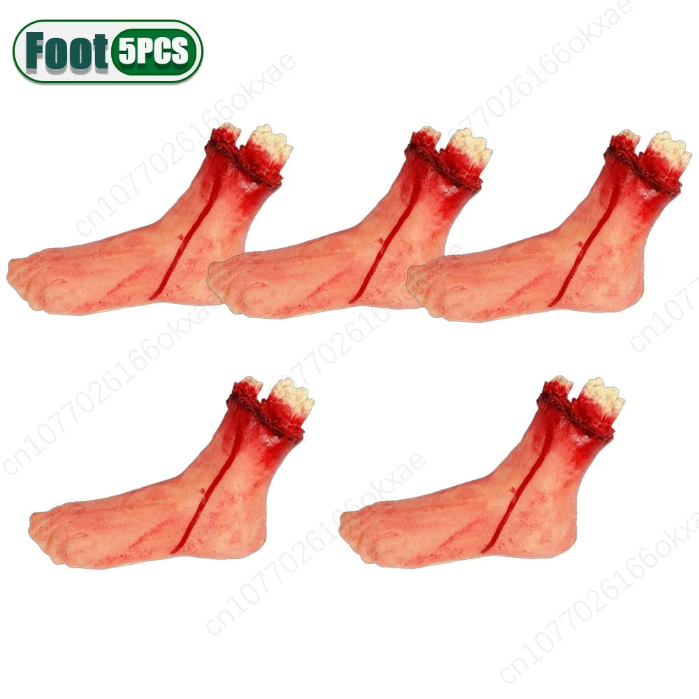 Halloween Fake Human Limbs Props – Hands, Feet, Brain & Heart