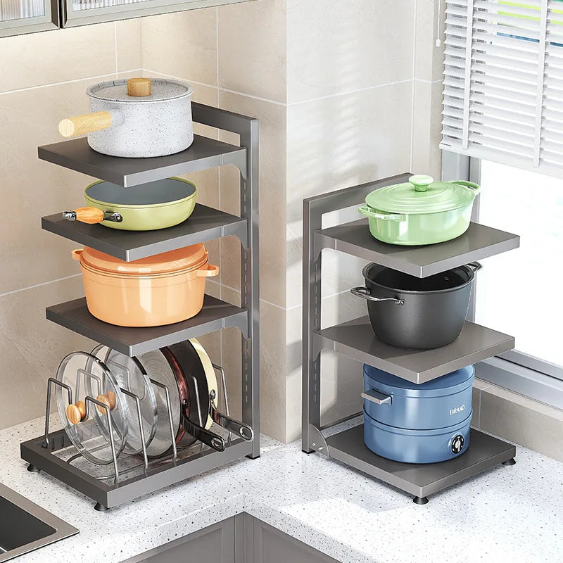 pot storage rack, cabinet countertop, layered vegetable preparation, pot lid rack, adjustable household multi-layer kitchen Oasis Select