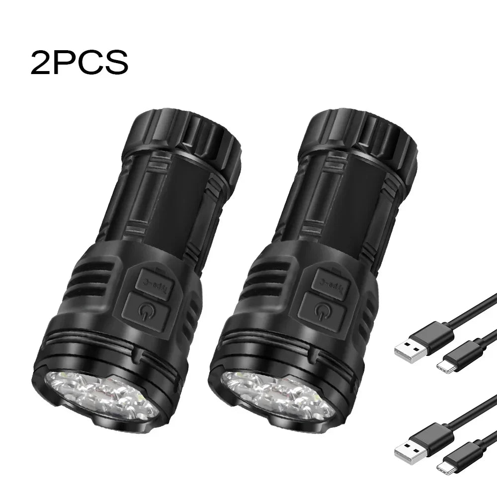 Mini LED Flashlight Super Bright With COB Side Light Rechargeable Handheld Flashlight For Outdoor Emergency Light For Camping Oasis Select 9 LED no COB 2PCS