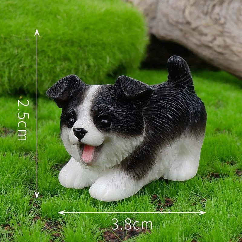Resin Small Dog Figurine, Miniature Bonsai, Fairy Garden, Microlandscape, Crafted, Decorative Pet Statue, 1Pc Oasis Select A3 Border collie