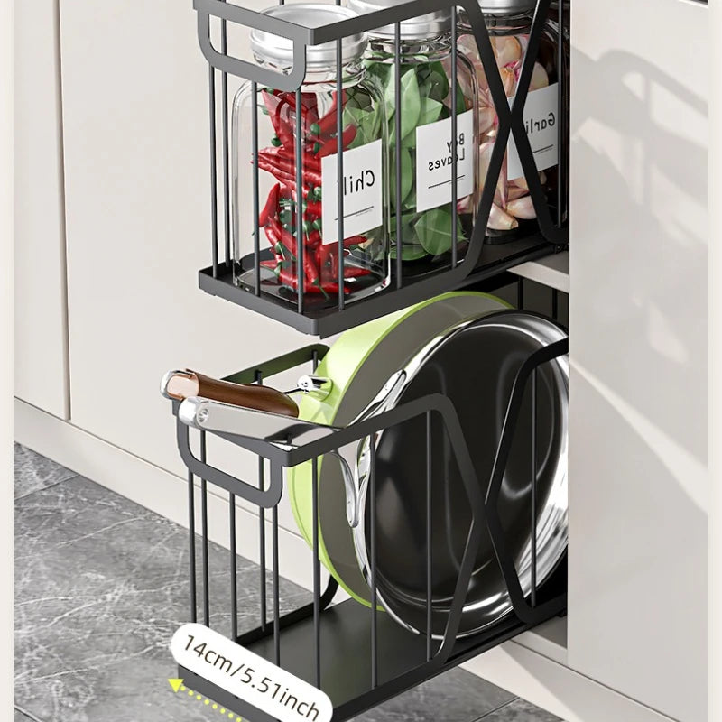 Kitchen pot storage basket pull-out rack narrow slot sundries spice rack storage sink cabinet pull basket Oasis Select