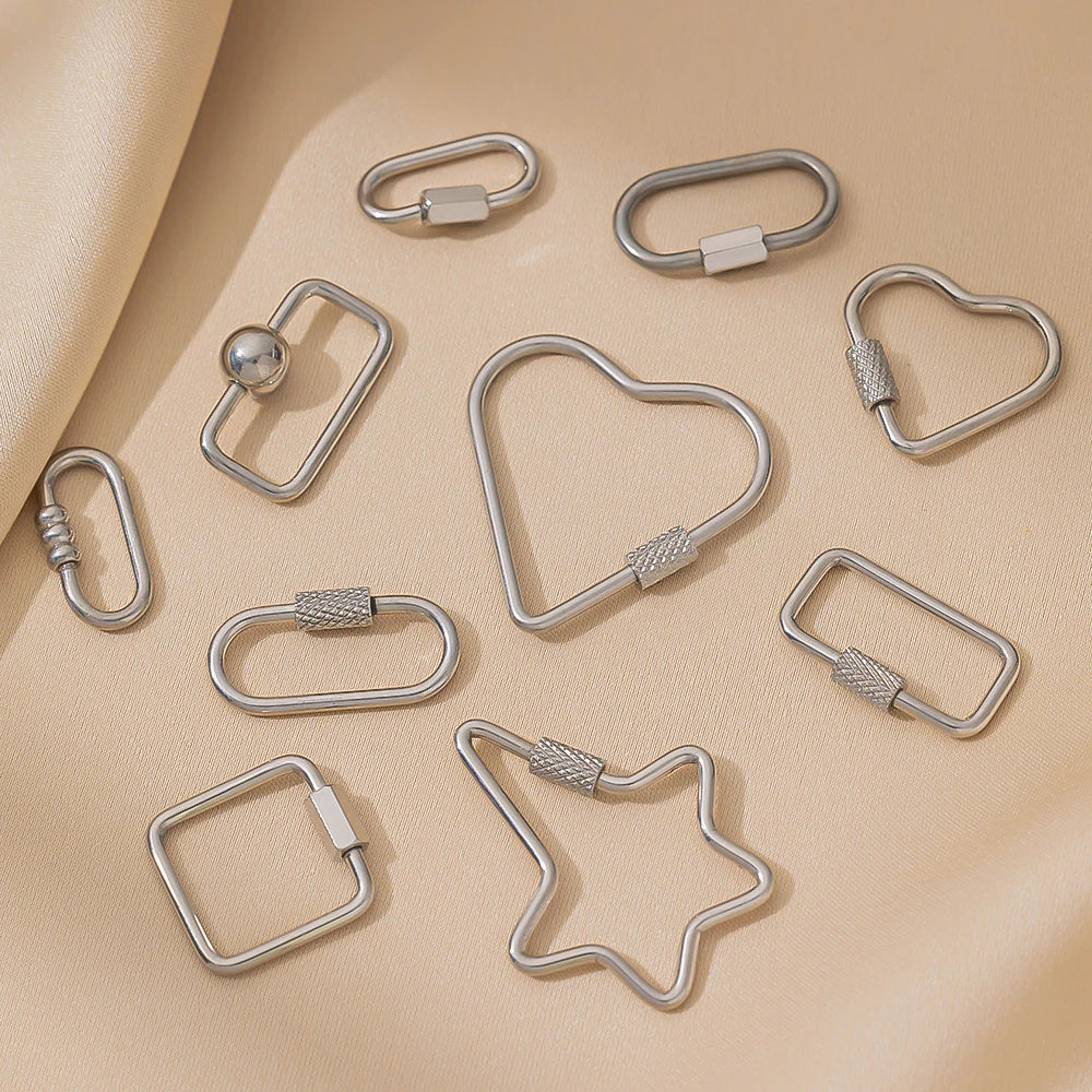 5pcs/Lot Stainless Steel Fastener Carabiner Screw Clasps Connectors For DIY Neckalce Bracelet Keychain Jewelry Making Supplies Oasis Select