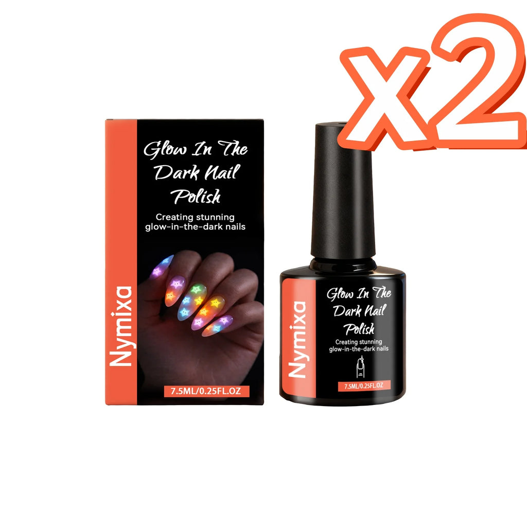 Nymixa Glow in the Dark Fluorescent Nail Polish – 5 Neon Colors Nail Polish Set Oasis Select Bright Orange x 2