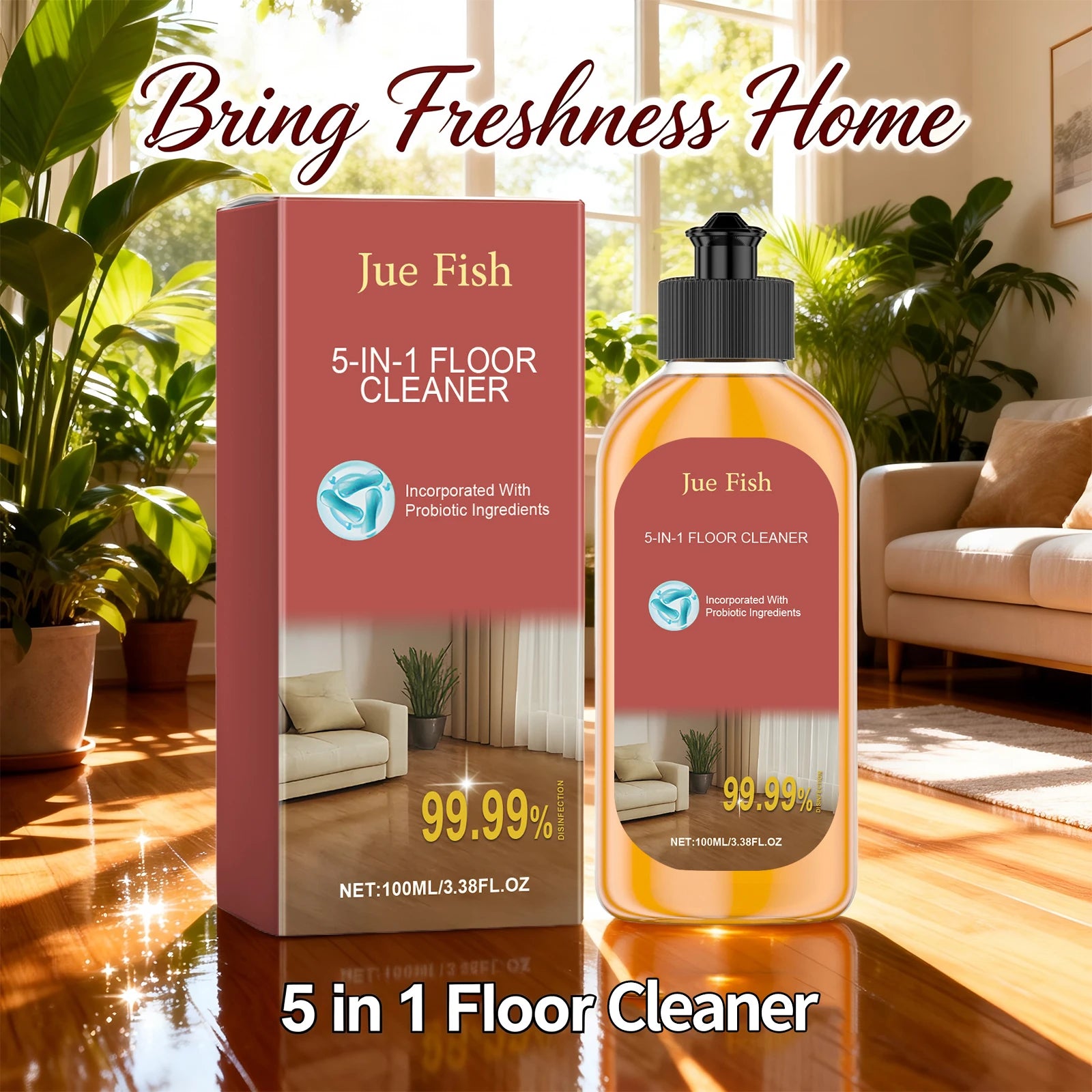 5 in 1 Floor Cleaner Clean the Floor Remove Stain Polishing Wooden Floor Fresh Scent Eliminating Stubborn Mark Household Cleaner Oasis Select