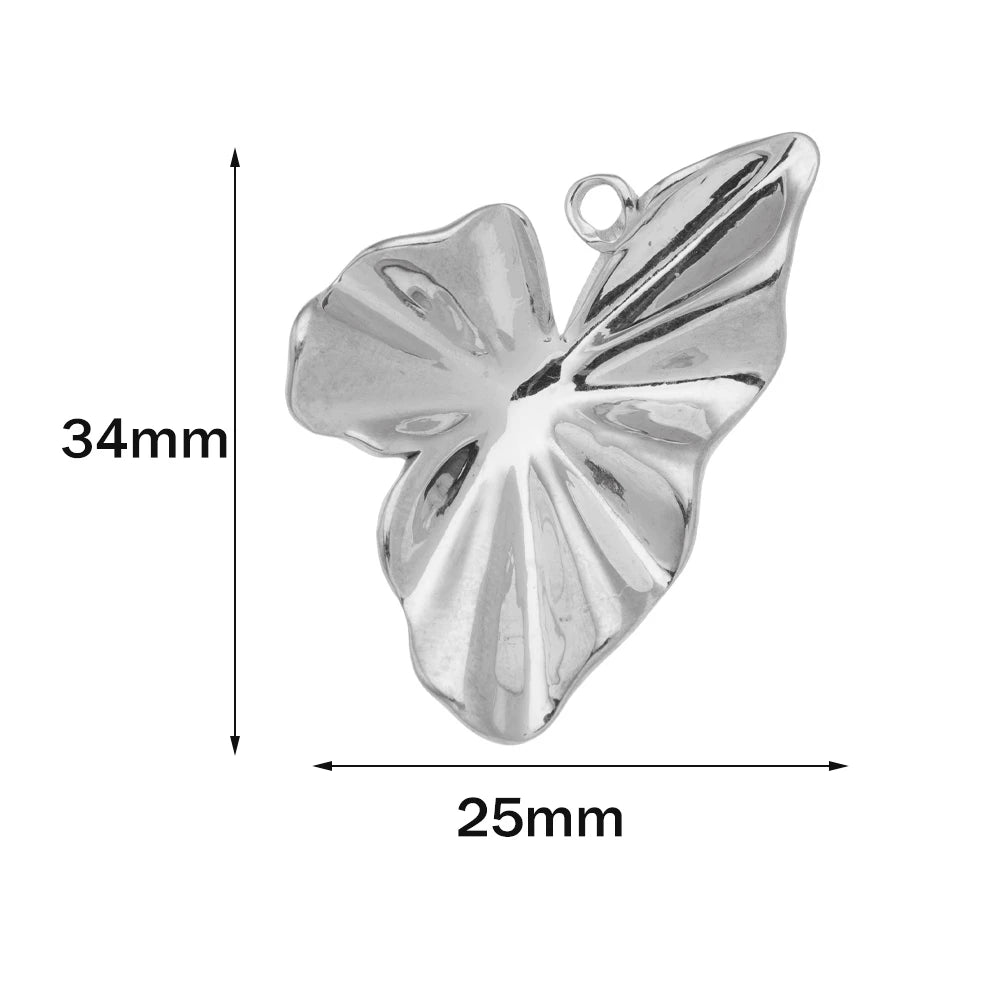 5pcs Large Stainless Steel Flower Charms Pendants Bulk for DIY Necklace Earring Bracelet Jewelry Crafts Making Accessories Oasis Select Steel 25x34mm