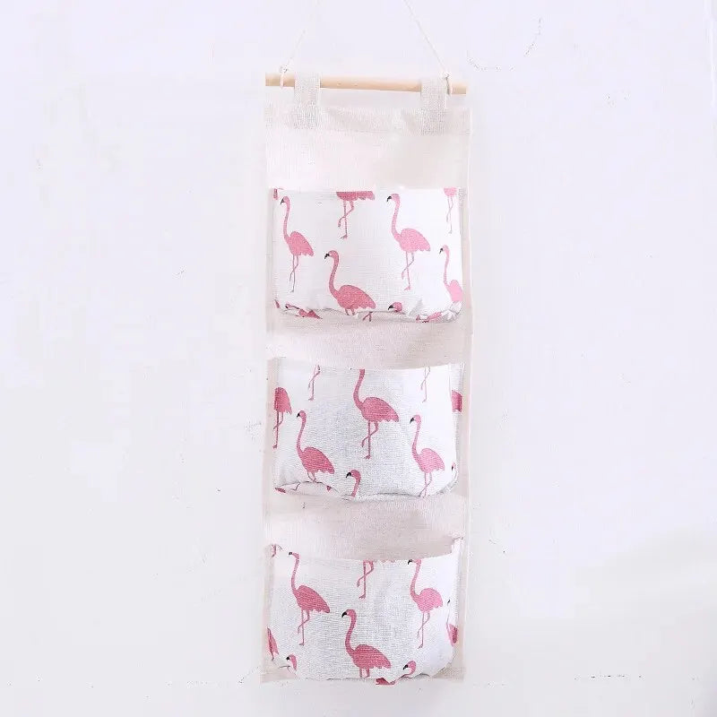Cotton Linen Wall Hanging Storage Bag – 3-Pocket Organizer Wall Hanging Organizer Oasis Select White
