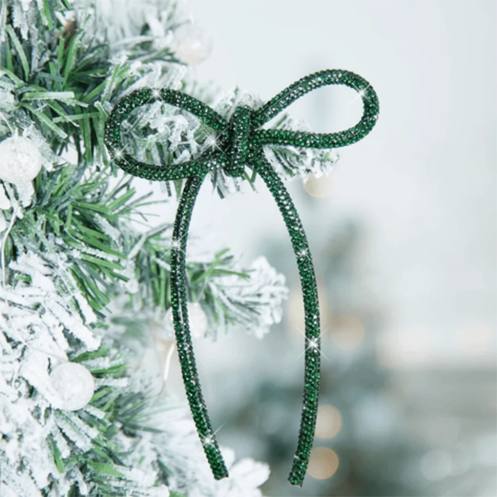 Glitter Rhinestone Christmas Bows Set of 6 | Twist Tie