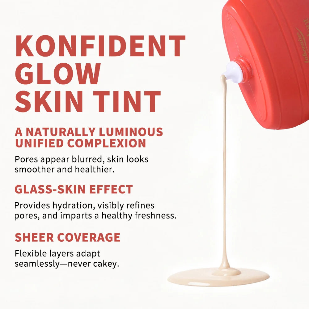 Konfident Glow Skin Tint Waterproof Hydrating Skin Foundation Coverage 30 ml Oil-Free Long - Lasting Glass-Skin Foundation Clean Oasis Select