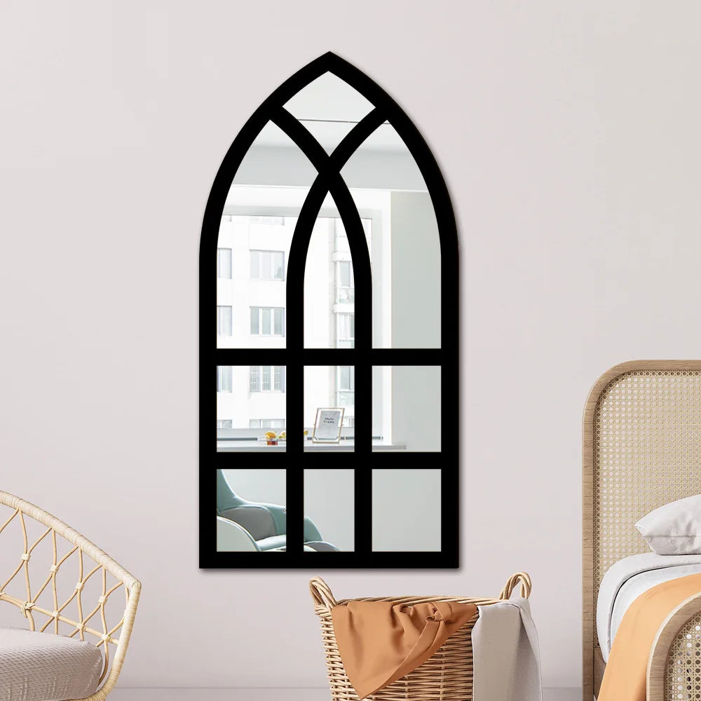 Wood and Acrylic Mirror Paste False Window Living Room Bedroom Study Decorative Wall Paste wall decor Oasis Select MZ425-C 42cm x 27cm
