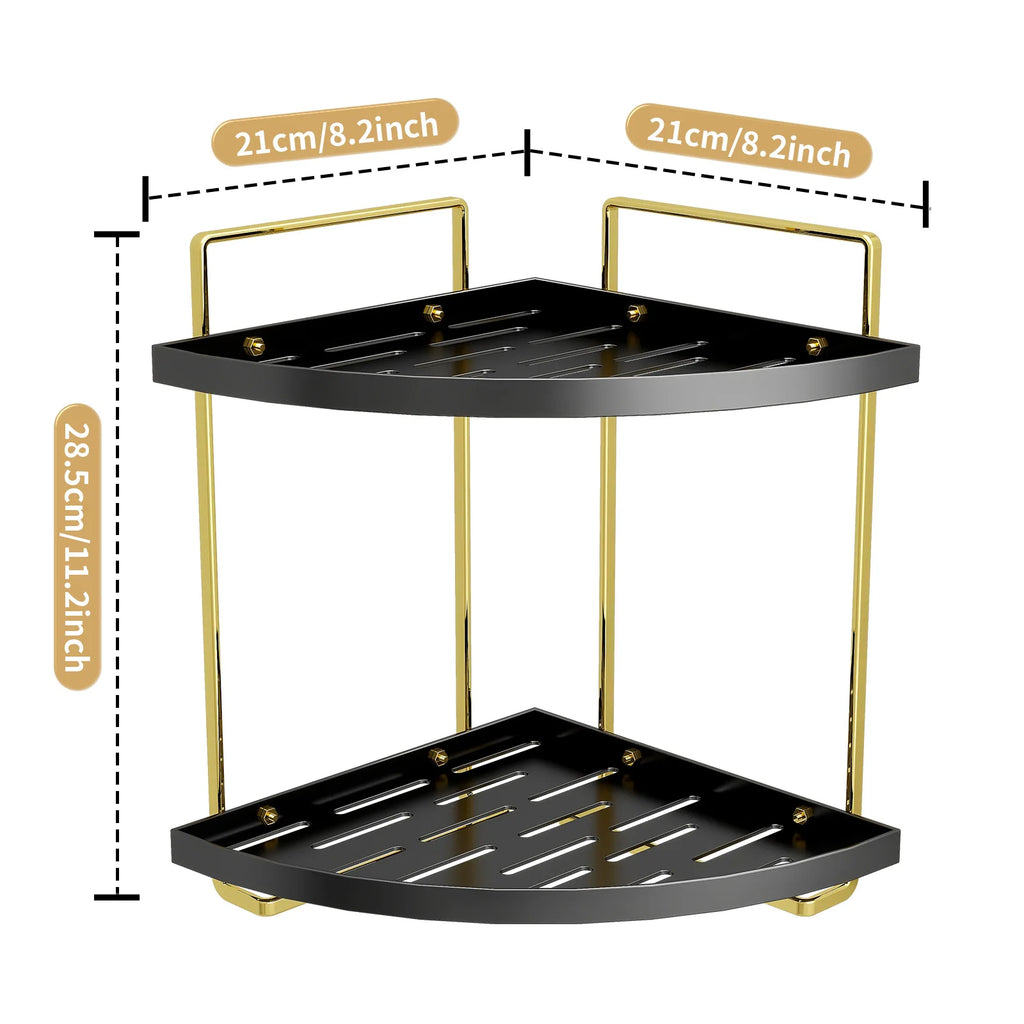 Light luxury desktop dresser rack, bathroom triangular shelf, double-layer hand wash countertop, cosmetic storage rack Oasis Select Black gold
