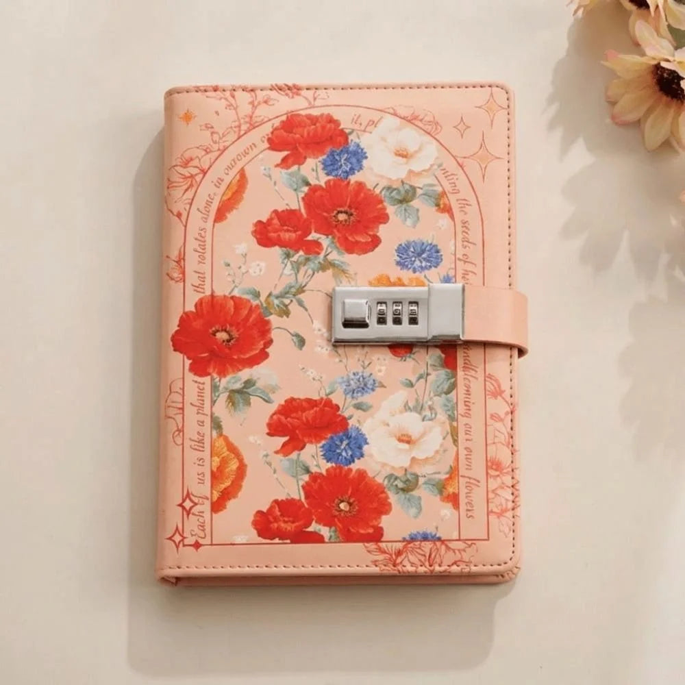 Secure Lock Design Password Lock Notebook Stylish Delicate Compact Size A5 Notebook Simple Elegant Appearance Oasis Select Red