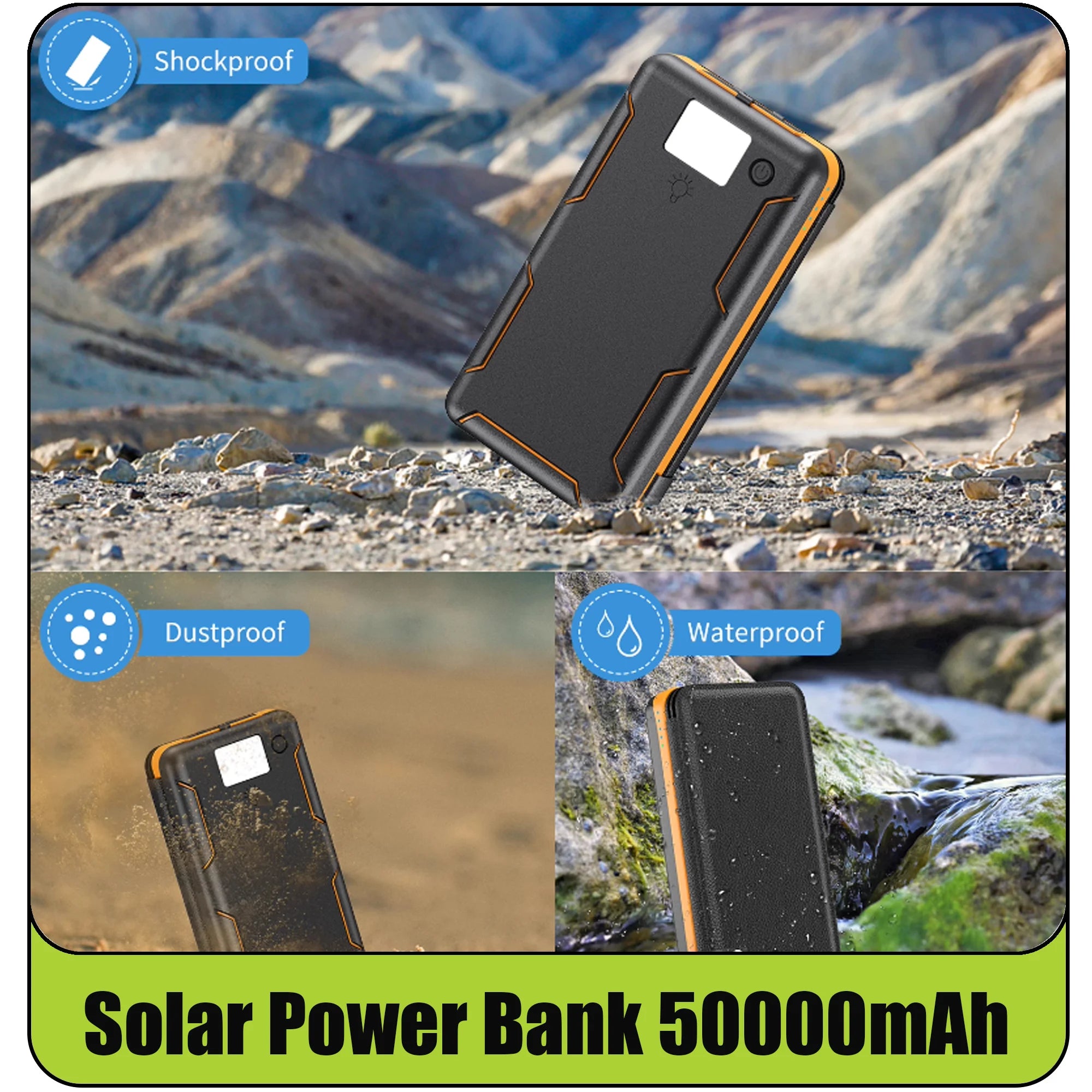 With 4 Solar Panel Wireless Charger Powerbank 50000mAh Solar Power Bank for iPhone 15 Huawei Xiaomi Samsung Poverbank Oasis Select