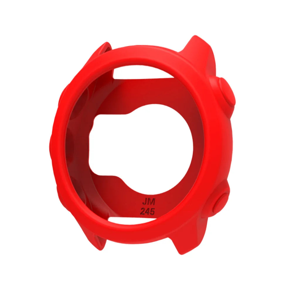 Silicone Protective Case Cover +Strap For Garmin Forerunner 245M/245 Smartwatch Strap Protector Shell Frame Protective Cases Oasis Select red only case Forerunner 245 245M