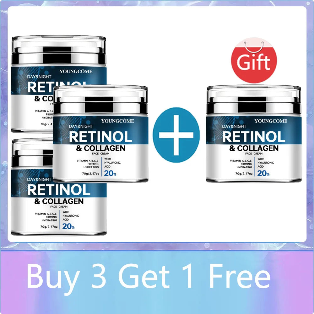 Retinol & Collagen Anti-Aging Cream - 72H Hydration, Wrinkle Reduction, Firming Face Moisturizer for All Skin Types, Non-Greasy Oasis Select 70g-4pcs