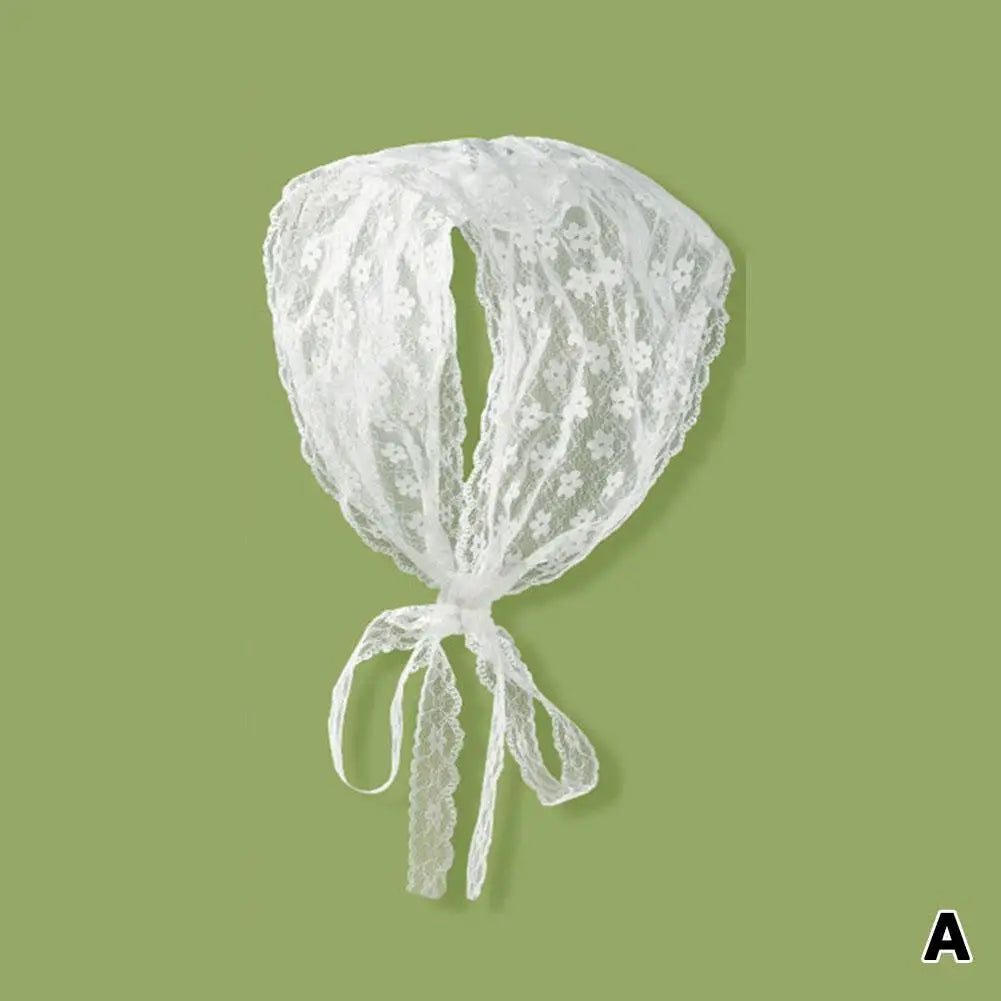 Retro Floral Lace Head Wrap Scarf – Women's Triangle Headscarf