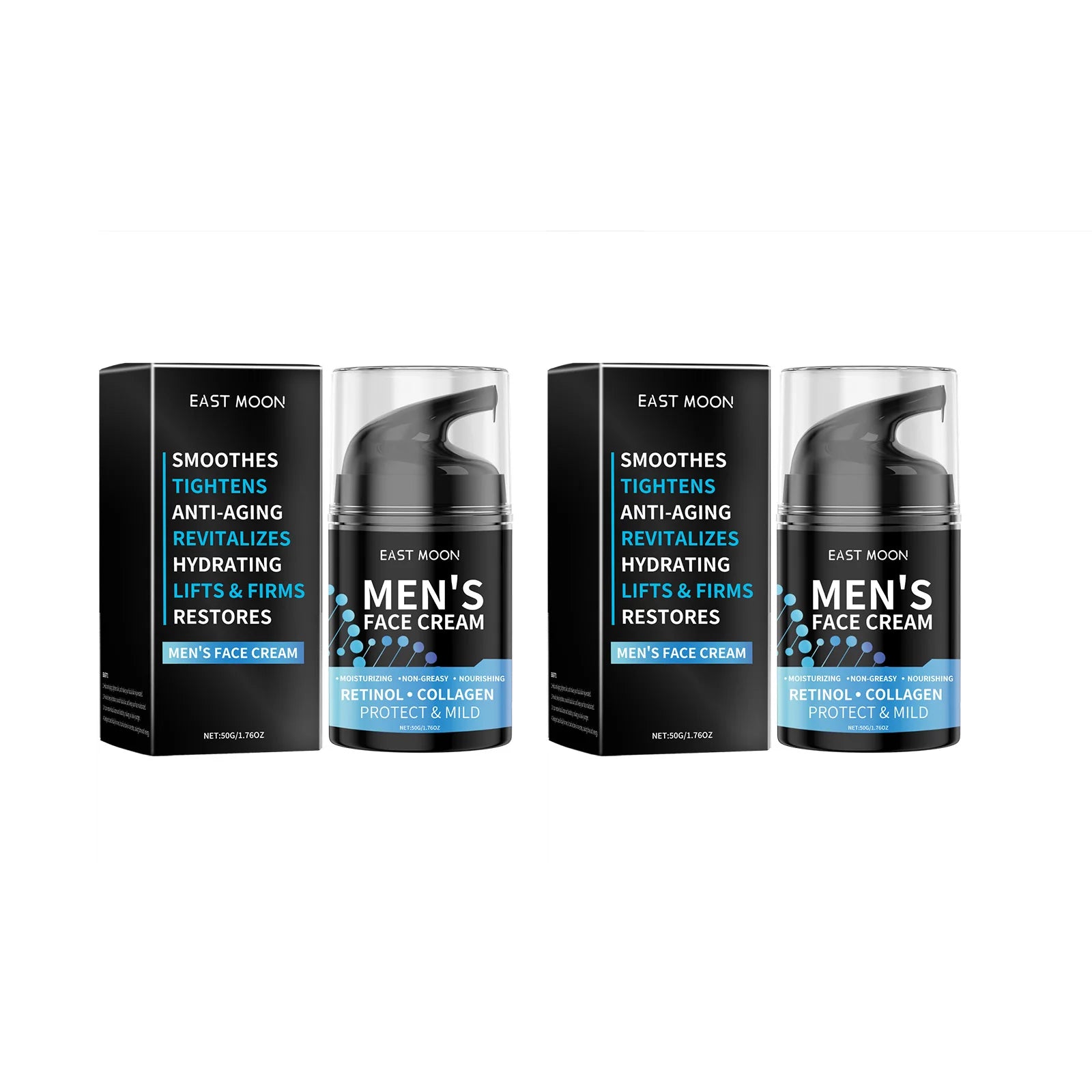 Retinol Face Cream for Men Firming Lifting Reduce Fine Lines Smooth Skin Cream Brightening Moisturizing Increase Skin Elasticity Oasis Select 2 X 50g boxed
