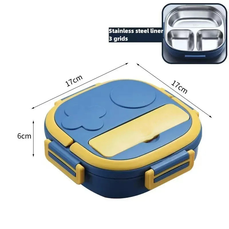304 Stainless Steel Bento Box – Leakproof Kids Lunch Box Stainless Steel Bento Box Oasis Select Blue 3 grids 2