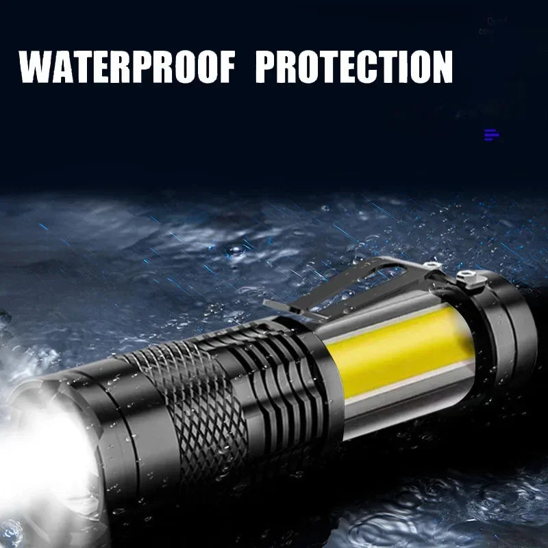 2000LM MINI Flashlights Built in Battery USB Charging LED Flash Light COB Zoomable Waterproof Tactical Torch Lamp Bulbs Lantern Oasis Select