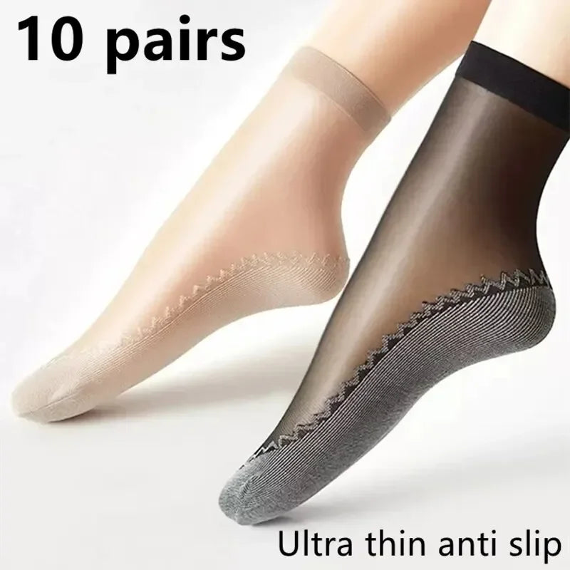 10/20pairs womens anti-slip cotton socks, sweat absorbing anti-slip cotton bottom stretch socks Oasis Select