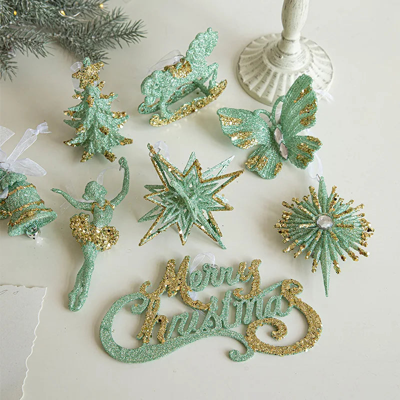 Christmas Painted Green Cone Balls Hanging Pendants Merry Christmas Tree Decoration for Home Xmas Ornament Gift Navidad Oasis Select