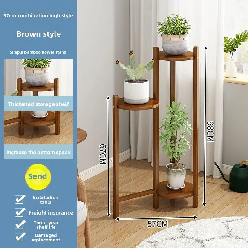 Flower rack Floor-to-ceiling multi-layer succulent bamboo rack Flower rack Pot rack Oasis Select
