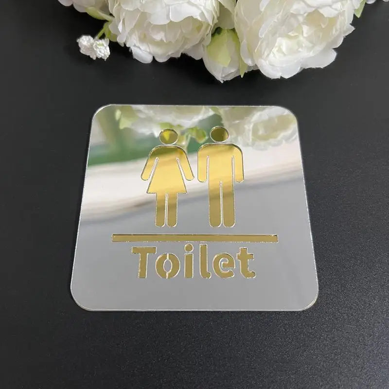 3.94-inch Acrylic Toilet Sign For Men And Women, Bathroom Identification, Round And Square Toilet Mirror Decals For Home Decor. Oasis Select A2